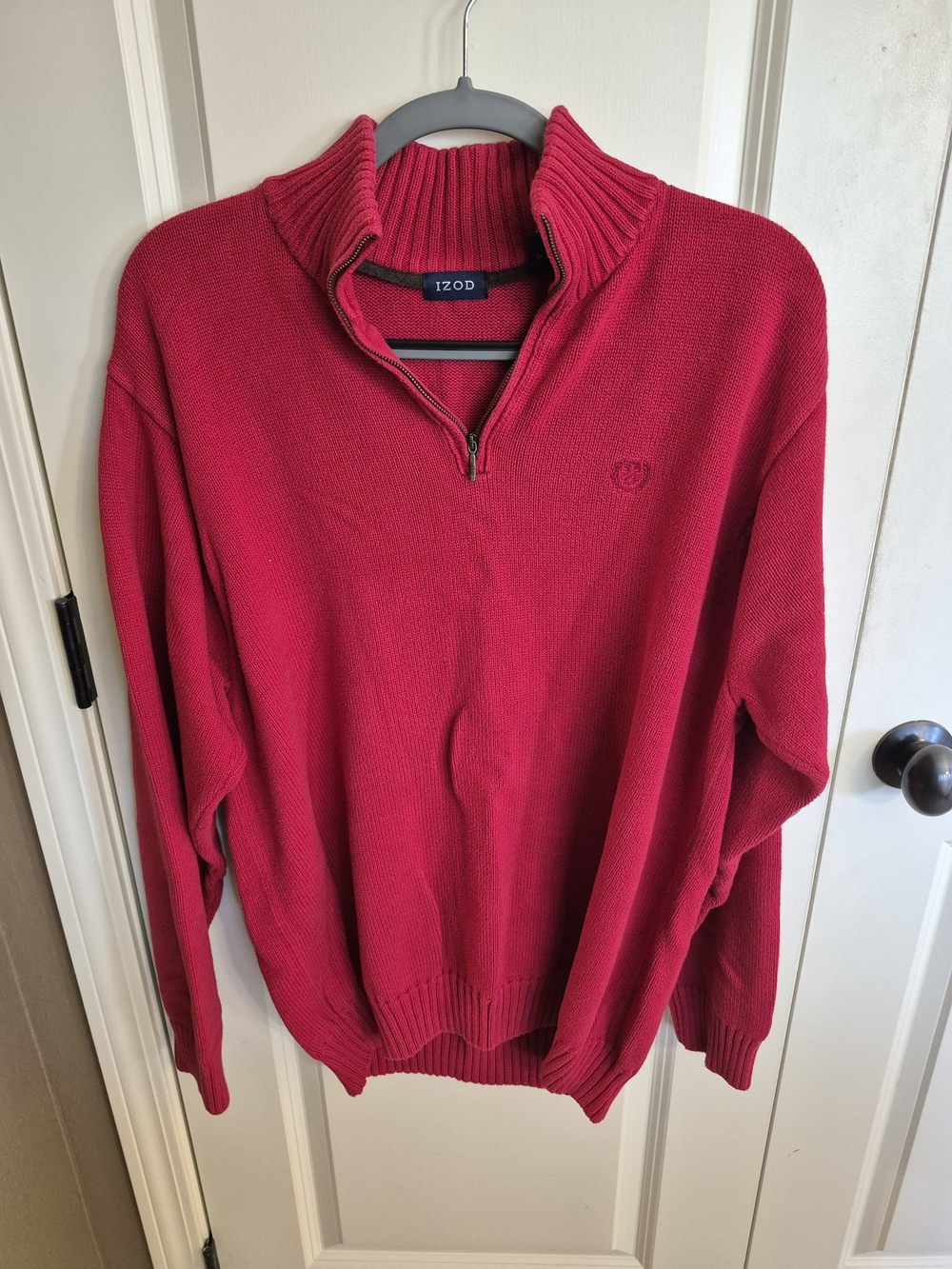 Izod Men’s Half-Zip Sweater in Raspberry Pink